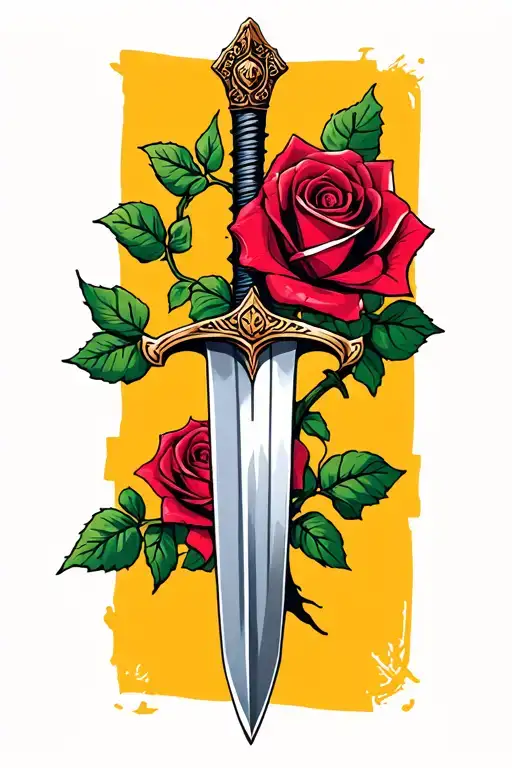 Sword With Rose Growing