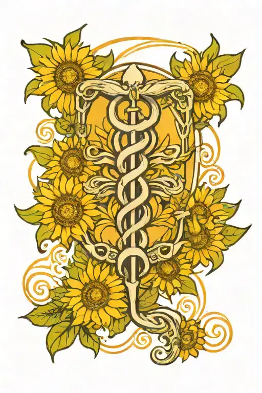 Medical Caduceus Floral Sun