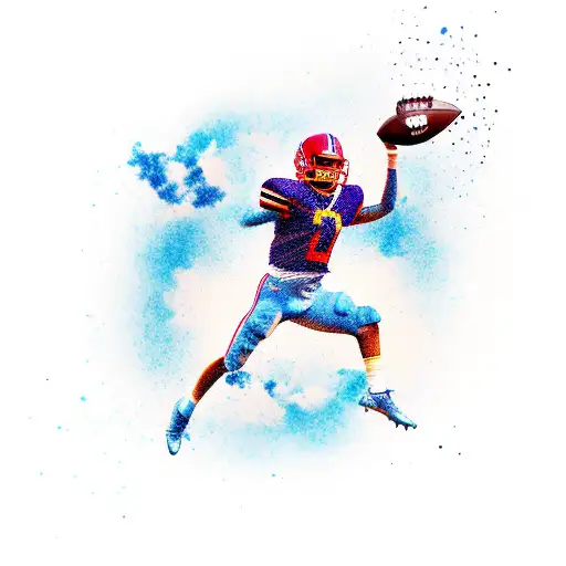 A Football Player Soaring Through The Sky With Money Raining Down From Above