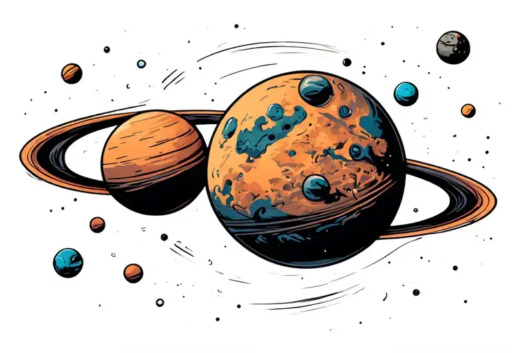 Planet Mars With Phobos