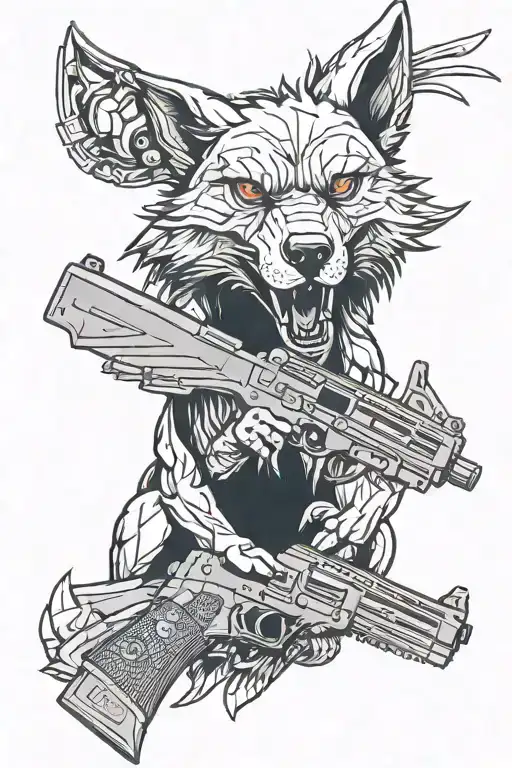 Tactical Wolf Holding Desert Eagles