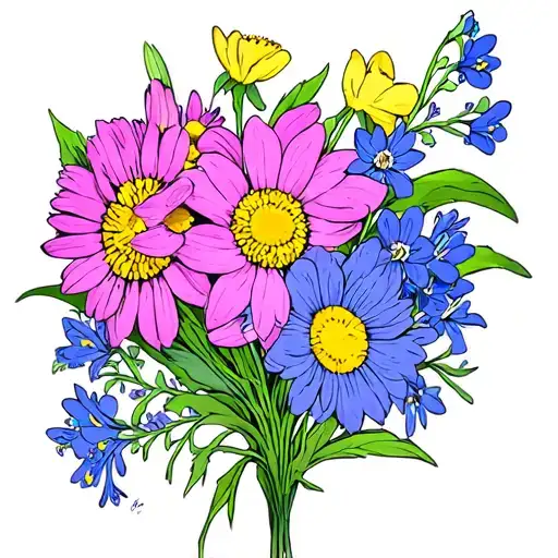 Daisy Larkspur Narcissus Flower Bouquet