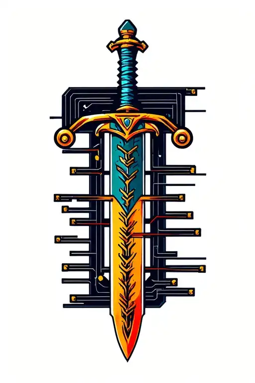 A Sword That Has Its Design In The Form Of An Rlc Circuit With An Integral In The Mango