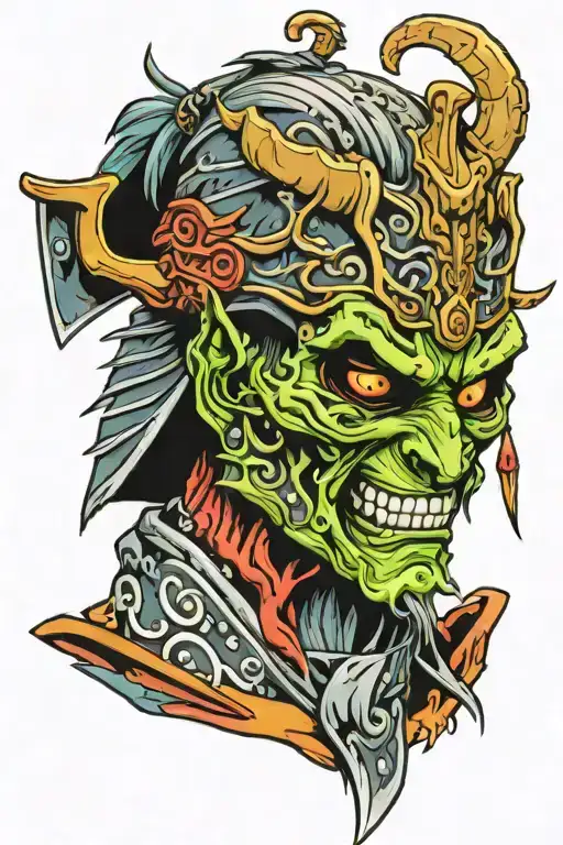 Samurai Zombie Head