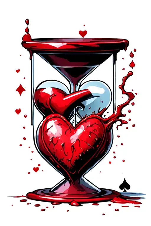 Red Heart Draining Blood To Black Spade Hourglass