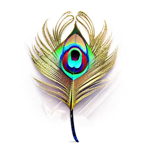 Gold Peacock Feather On Black Background