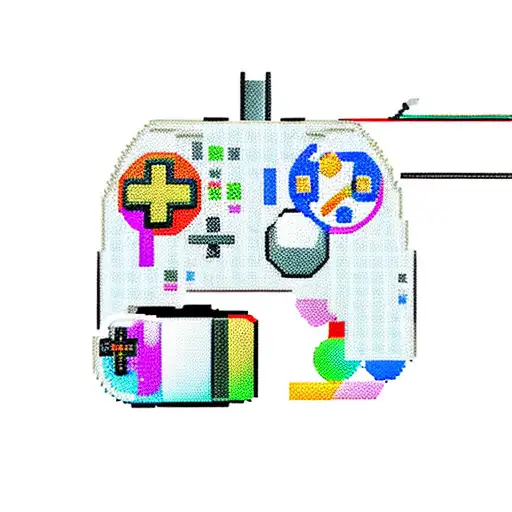 A Katana And Bow And Arrow Crossed Over A Pixelated Game Controller