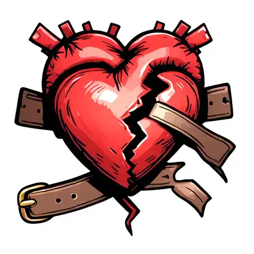 A Broken Heart With A Jujitsu Belt Holding It Together