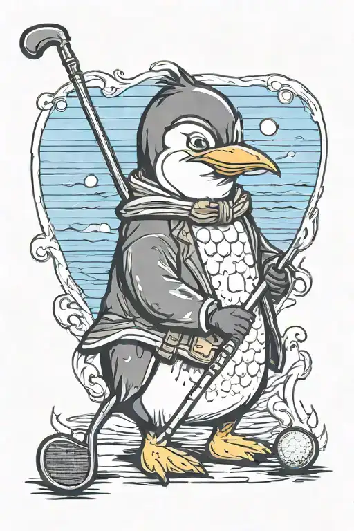 Penguin Holding A Golf Club