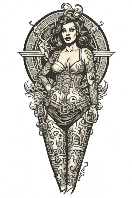 Pinup Girl Standing Side By Side