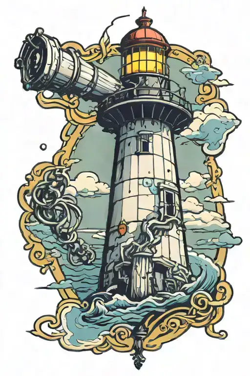 Lighthouse With Rosary Wrapped