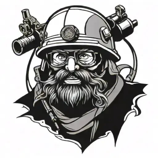 Kolobok With A Beard In A Helmet With A Machine Gun In Color