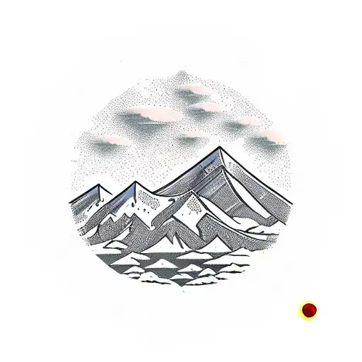 A Majestic Mountain Range With A Disc Golf Basket Nestled Among The Peaks