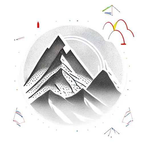 A Majestic Mountain Range With A Disc Golf Basket Nestled Among The Peaks
