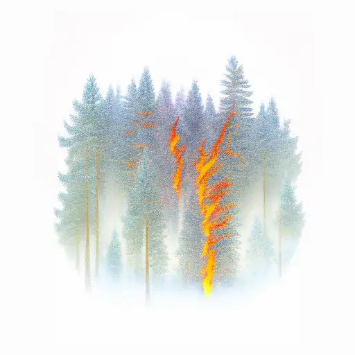 A Sampsite With A Fire Stream Near By With Tall Trees