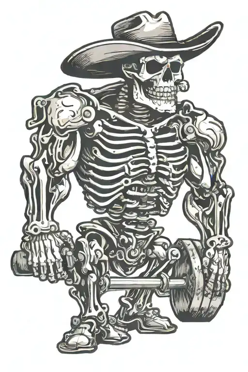 Cowboy Skeleton Weight Lifter