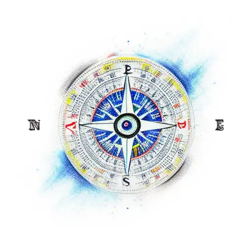 Blue Eye In The Midlle Of Compass