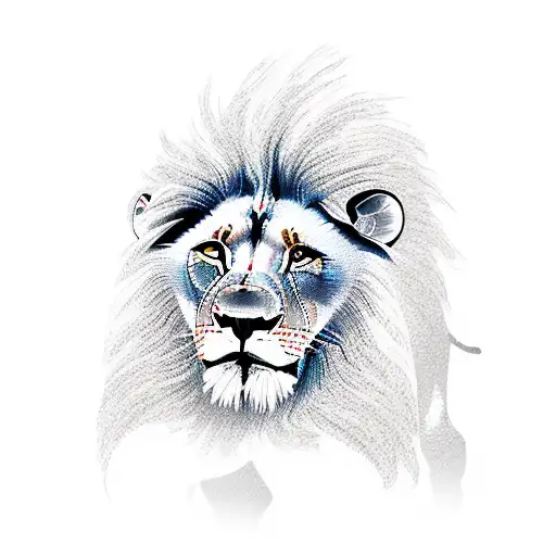 A Fierce Lion Protecting His Family