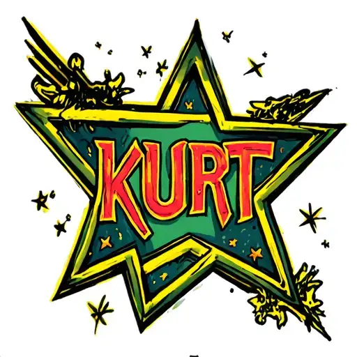 Star Tattoo Incorporating The Name 'Kurt'