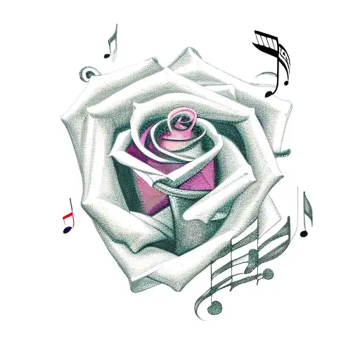 A Music Sheet Intertwined With A Blooming Rose