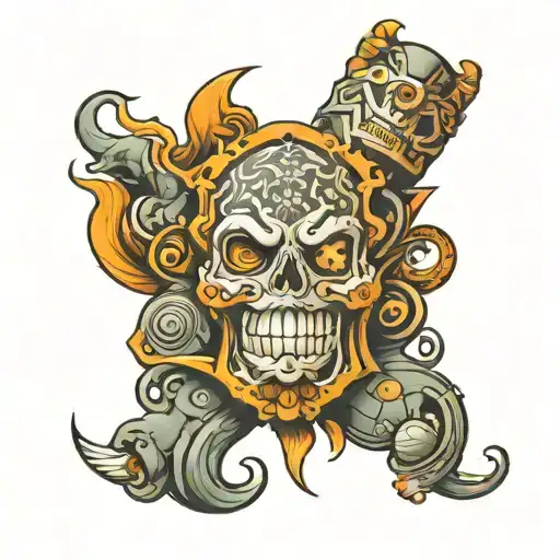 Full Sleeve Of Traditional Tattoo Icons In New School Style