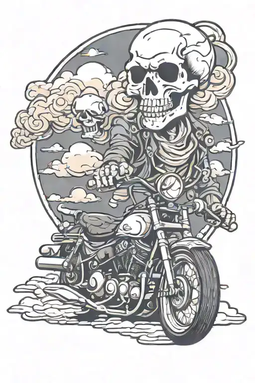 Clouds In The Form Of A Skull And A Motorcycle