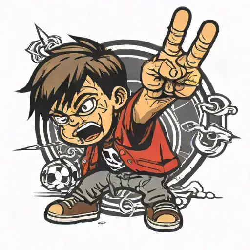 Little Boy Sulking Giving The Middle Finger Death Punch Logo