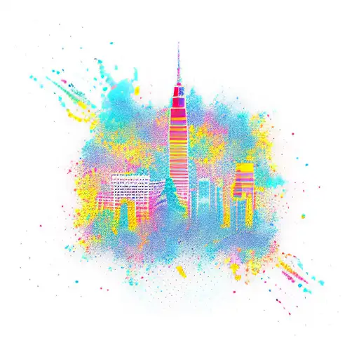 A Vibrant Tattoo Showcasing The Sacramento Skyline And A Triathlon Symbol