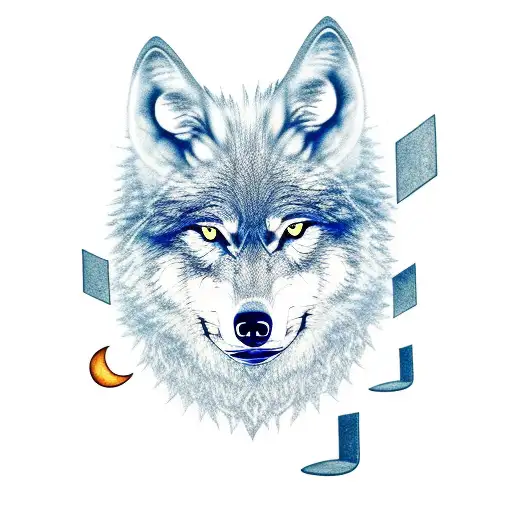 A Wolf Howling At The Moon Surrounded By Musical Notes