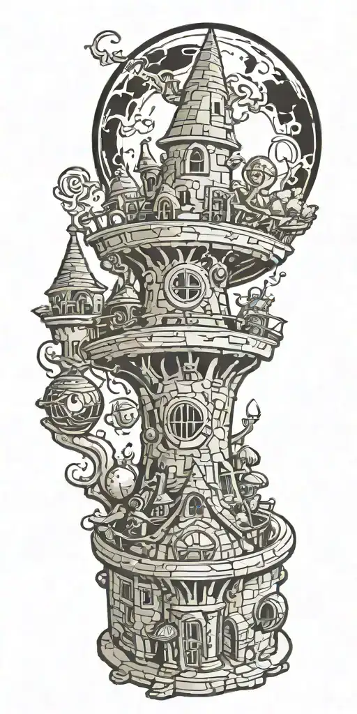 Wazards And Wizard Tower And Wizard Casting Spell Magic Ball