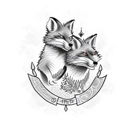 A Traditional-style Tattoo Of A Rat And Fox Engaged In A Mystical Ritual