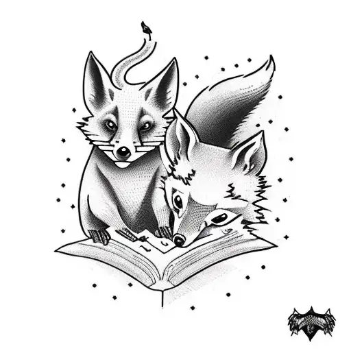 A Traditional-style Tattoo Of A Rat And Fox Engaged In A Mystical Ritual
