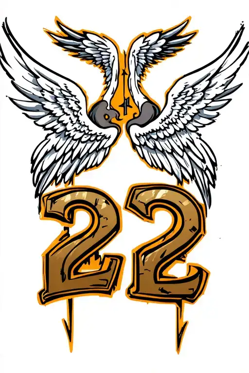 The Number 22 With Angel Wings Flying