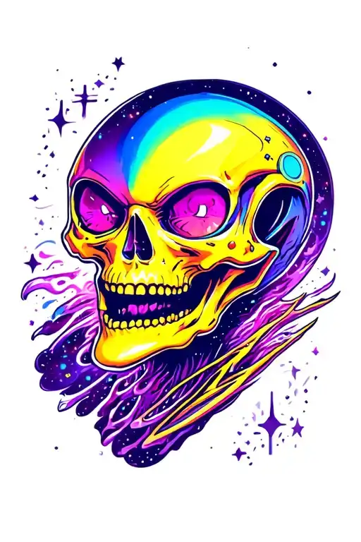 Skull Alien With A Galaxy Background