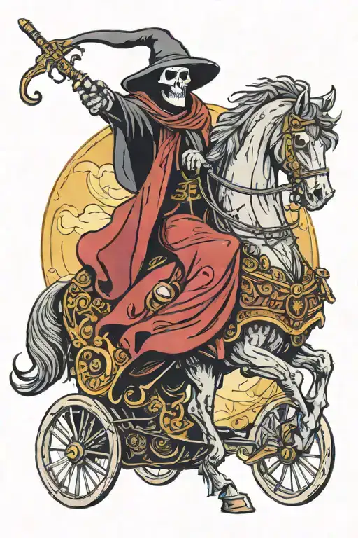 Grim Reaper Riding Gypsy Caravan