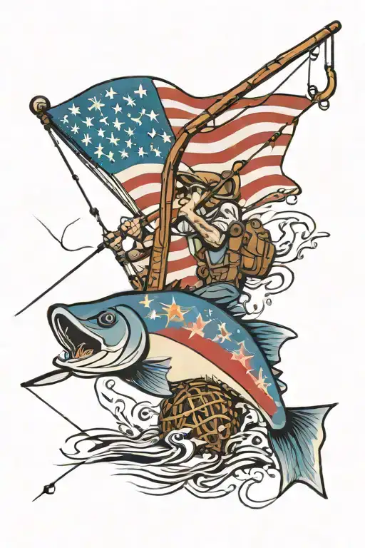 Fishing Pole American Flag