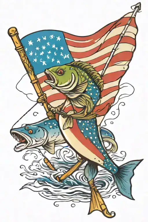 Fishing Pole American Flag
