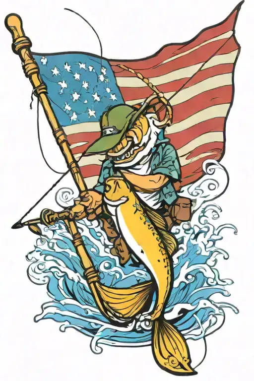 Fishing Pole American Flag