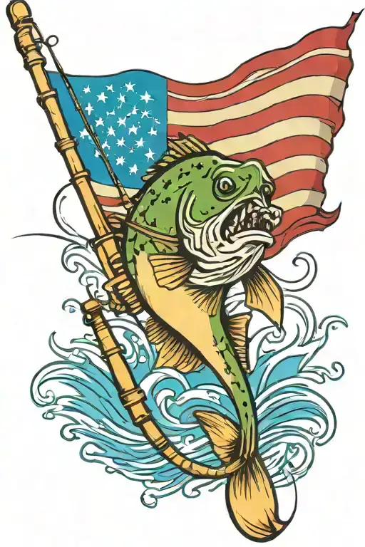 Fishing Pole American Flag
