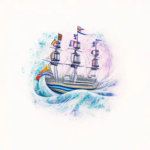 An Abstract Representation Of A Ship Navigating Through A Sea Of Dance Movements