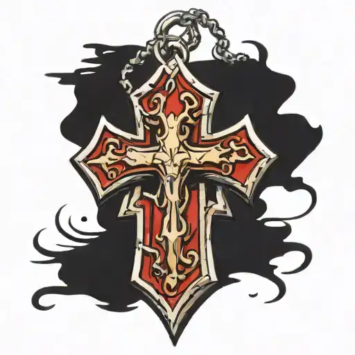 Dog Tags Hanging On Cross