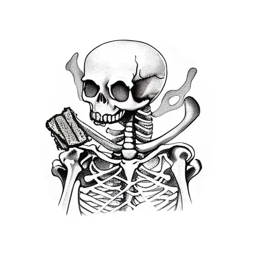 Skeleton Eating A Sandwich