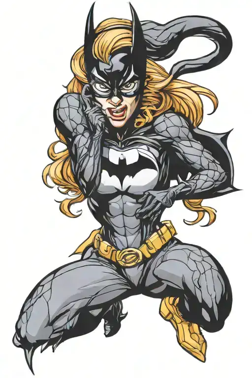 Batgirl With Marvel Venom Tongue Sticking Out
