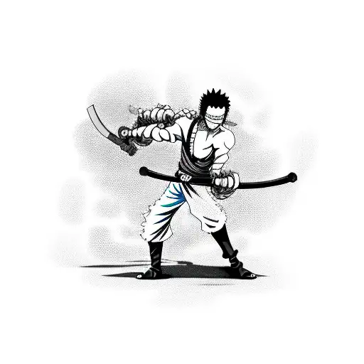 Zoro From One Piece Wielding A Computer Game Controller