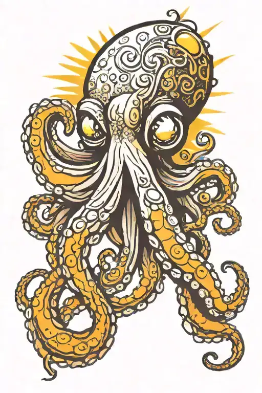 Octopus With Sun Behind Its Head