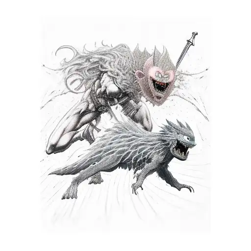 A Dynamic And Fierce Battle Scene Between Guts And Griffith From Berserk