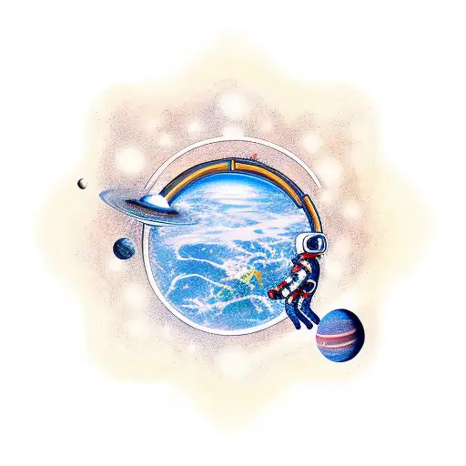 A Astronaut Who Is Juggling With 3 Planets