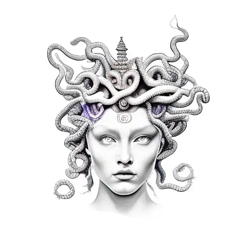 Medusa Looking Beautiful And Holding Perseu's Head