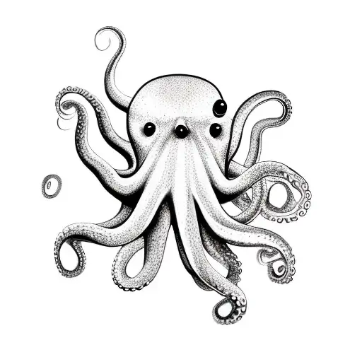 Octopus With Elm Envolved In The Ocean