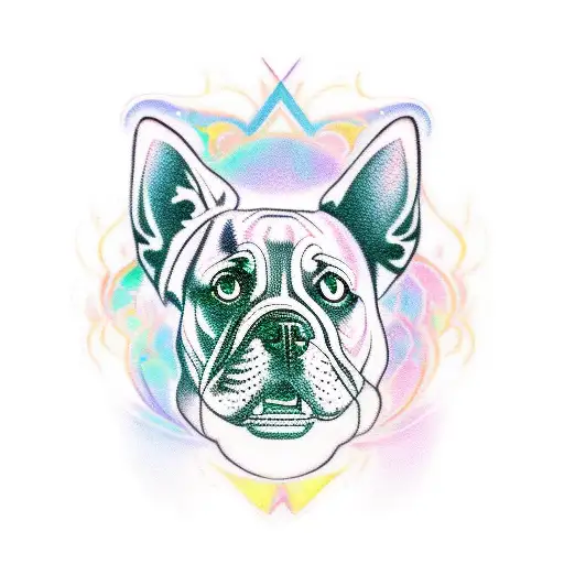 A New-school Tattoo Of A Mystical Dog Surrounded By Magical Symbols And Potions